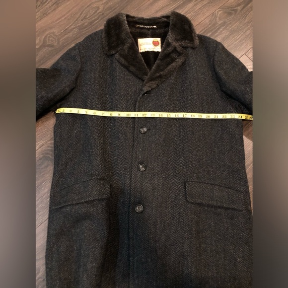 Vintage Zero King Pure Virgin Wool Tweed Coat Faux Fur Lining Women’s Large - Picture 6 of 10